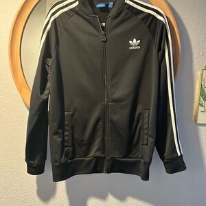 Adidas Black Zip-Up Jacket with Blue Tag